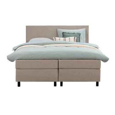 Boxspring Liv egaal - beige - 180x200 cm - ronde poot - Leen Bakker