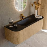 Badmeubel Mondiaz Kurve | 130 cm | Meubelkleur Oak | Wastafelkleur Urban | Midden spoelbak | 1 kraangat