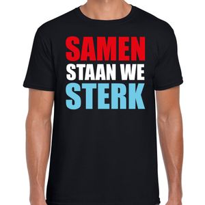 Samen staan we sterk protest t-shirt zwart voor heren