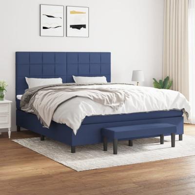 Boxspring met matras stof blauw 180x200 cm