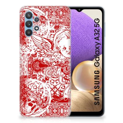 Silicone Back Case Samsung Galaxy A32 5G Angel Skull Rood