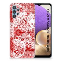 Silicone Back Case Samsung Galaxy A32 5G Angel Skull Rood