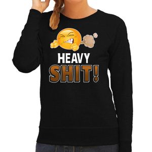 Funny emoticon sweater Heavy SHIT zwart dames