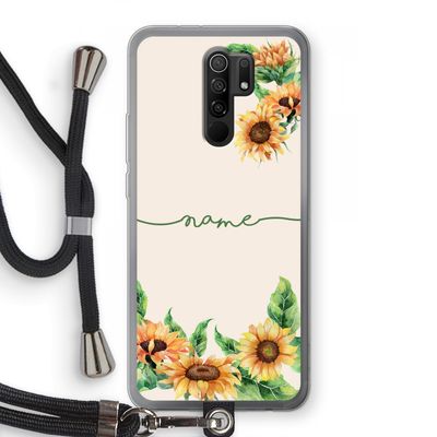 Zonnebloemen: Xiaomi Redmi 9 Transparant Hoesje met koord