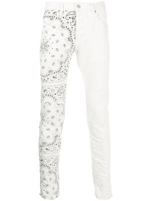 Purple Brand pantalon en velours côtelé à motif cachemire - Blanc