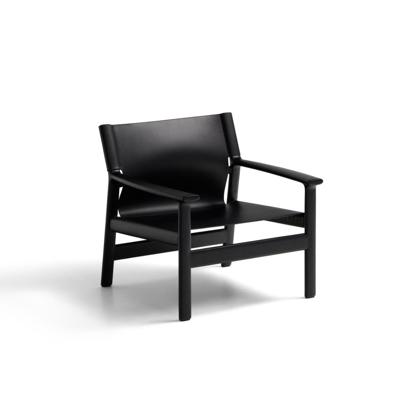 Kave Home Jan fauteuil leder Zwart essenhout