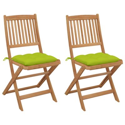 vidaXL Tuinstoelen 2 st inklapbaar met kussens massief acaciahout