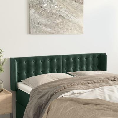 Hoofdbord met randen 147x16x78/88 cm fluweel donkergroen