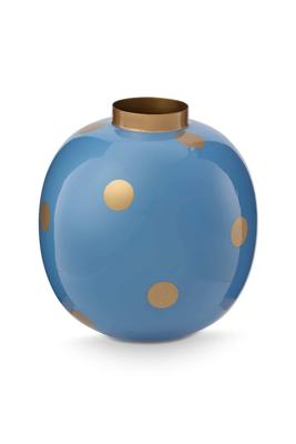 Pip Studio Vaas Metaal Stippen Lichtblauw/Goud 23cm