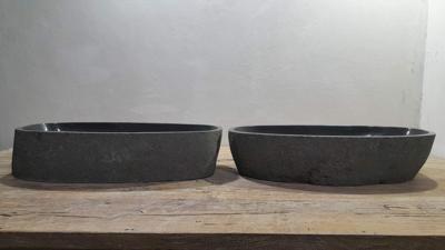 Doppelwaschbecken Flussstein Satz RXXL250309AB, 72x36x15 cm