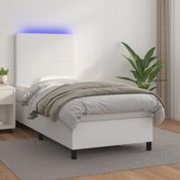 Boxspring met matras en LED kunstleer wit 90x200 cm