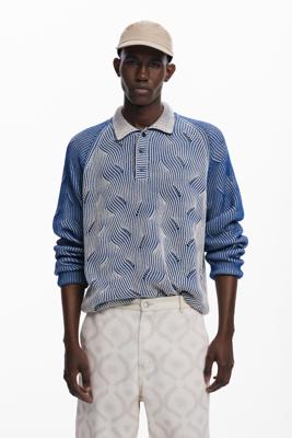 Gemêleerde polotrui - BLUE - XL