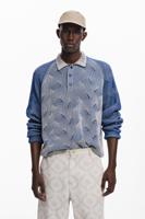 Gemêleerde polotrui - BLUE - XL