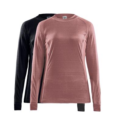 Craft Core Dry ondershirt 2-pack lange mouw zwart/roze dames