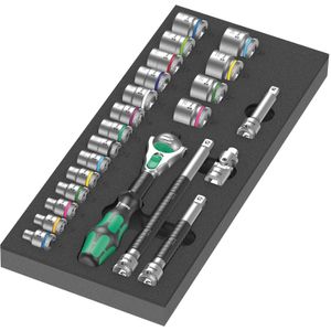 9721 Schuimrubberen inzetstuk met 8000 B Zyklop ratel 3/8" Set 1, 23â€‘delig Gereedschapsset