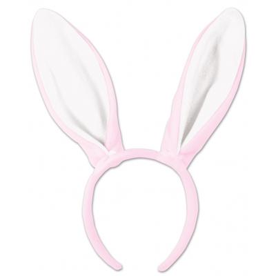 Bunny oren diadeem - roze/wit - volwassenen - haarband konijnen oren
