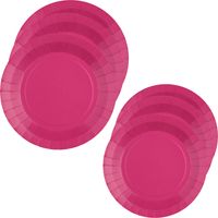 Feest/verjaardag bordjes set - 40x stuks - fuchsia roze - 17 cm en 22 cm