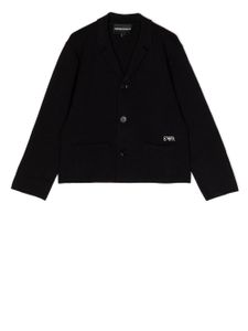 Emporio Armani Kids blazer à logo brodé - Noir