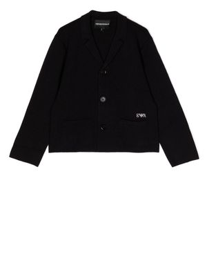 Emporio Armani Kids blazer à logo brodé - Noir
