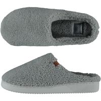 Heren instap slippers/pantoffels teddy wol grijs maat 43-44 - thumbnail