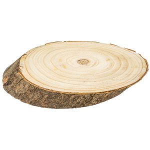 Decoratie boomschijf - hout - 22 x 12 x 2 cm - ovaal