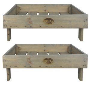 Set van 2x stuks houten opberg/opslag kratten stapelbaar 37 x 57 cm