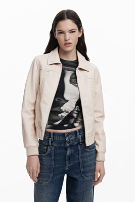 Bikerjack met leerlook - WHITE - XXL