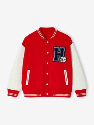 Teddy-sweatshirt in fleece voor jongens met lusbadge. aardbei