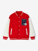 Teddy-sweatshirt in fleece voor jongens met lusbadge. aardbei