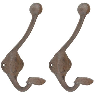 Esschert Design Wandhaken/kapstokhaken - 5x - hoed/kleding - 8 x 17 cm - gietijzer - Ophanghaken