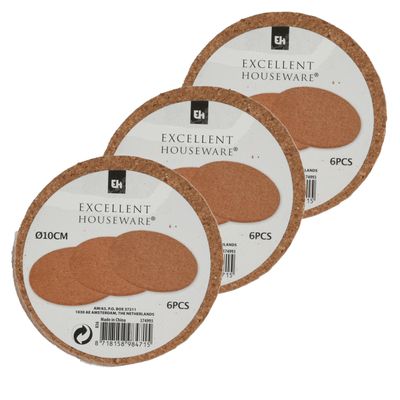 Onderzetters voor glazen - 18 stuks - kurk - D10 cm Onderzetters voor glazen - 18 stuks - kurk - D10 cm