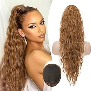 paardenstaart verlenging 26 inch trekkoord paardenstaart haarverlenging golvend krullend clip in paardenstaart hair extensions synthetische paardenstaarten haarstukken voor vrouwen Lightinthebox
