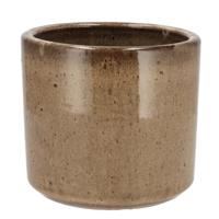 DK Design Bloempot - rond - Brown Glaze - taupe - 15x17 cm - glanzend