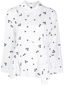 Comme des Garçons TAO blouse en coton à fleurs brodées - Blanc