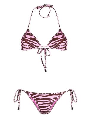 The Attico bikini à motif zébré - Marron