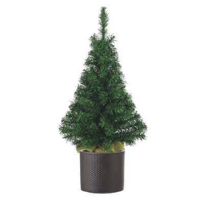 Volle kunst kerstboom 75 cm inclusief donkergrijze pot
