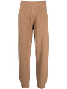 Moncler pantalon de jogging en maille épaisse à patch logo - Marron