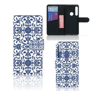 Motorola One Action Hoesje Flower Blue