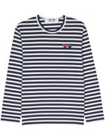 Comme Des Garçons Play t-shirt rayé en coton à patch cœur - Bleu