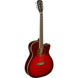 J.N Guitars Bessie BES-ACE Transparent Red Burst elektrisch-akoestische westerngitaar