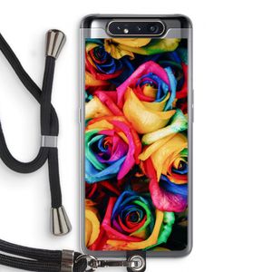 Neon bloemen: Samsung Galaxy A80 Transparant Hoesje met koord