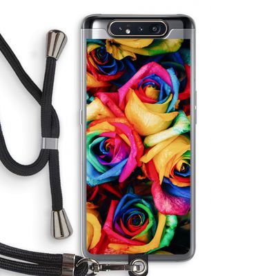 Neon bloemen: Samsung Galaxy A80 Transparant Hoesje met koord