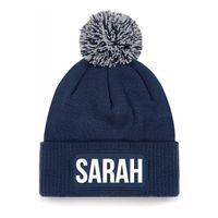 Sarah muts met pompon unisex one size - Navy