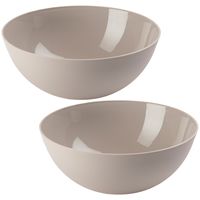 Serveerschaal/saladeschaal - 2x stuks - D25 x H10 cm - kunststof - beige - 2,5 liter