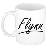 Naam cadeau mok / beker Flynn met sierlijke letters 300 ml - thumbnail