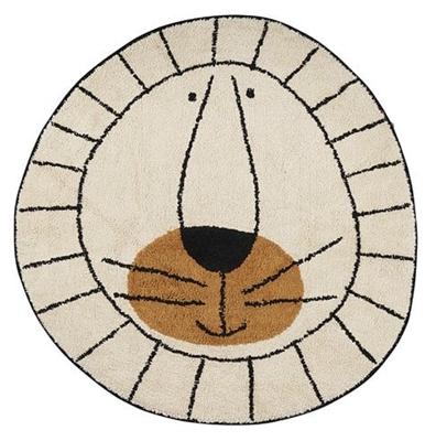 Vloerkleed Kinderkamer Leeuw - Fairtrade - Naturel - Rond - 100 x 100 cm