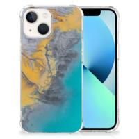 iPhone 13 Anti-Shock Hoesje Marble Blue Gold