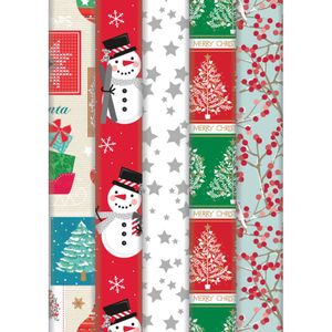 1x Rollen Kerst inpakpapier/cadeaupapier wit met grijze sterren print 2 x 0,7 meter
