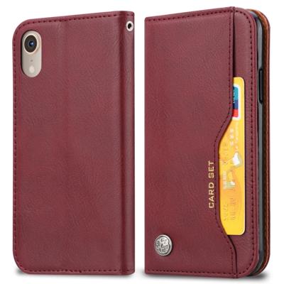 Knead huidtextuur horizontale Flip lederen case voor iPhone XR met foto frame & houder & kaartsleuven & portemonnee (wijn rood)
