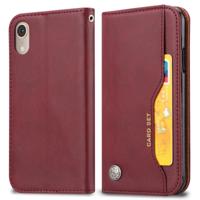 Knead huidtextuur horizontale Flip lederen case voor iPhone XR met foto frame & houder & kaartsleuven & portemonnee (wijn rood)